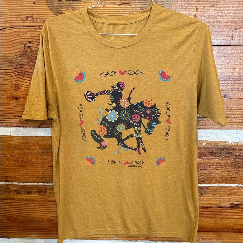 Floral Graphic Mustard Tee